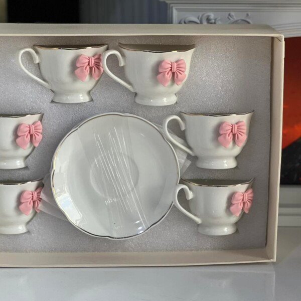 بوكس طقم 6 فنجان قهوة + 6 طبق موديل kh-7