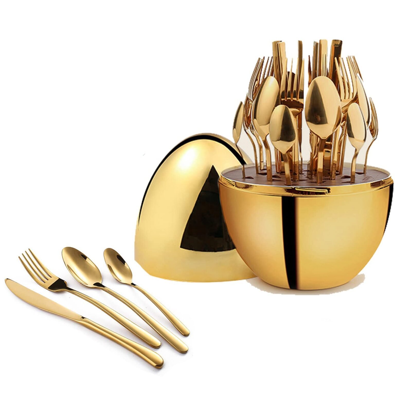 طقم شوك ومعالق وسكينة شكل بيضة