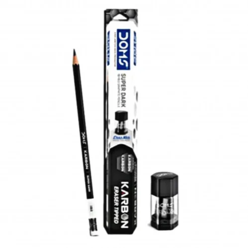 علبة قلم رصاص باستيكة + براية هدية doms موديل 8492