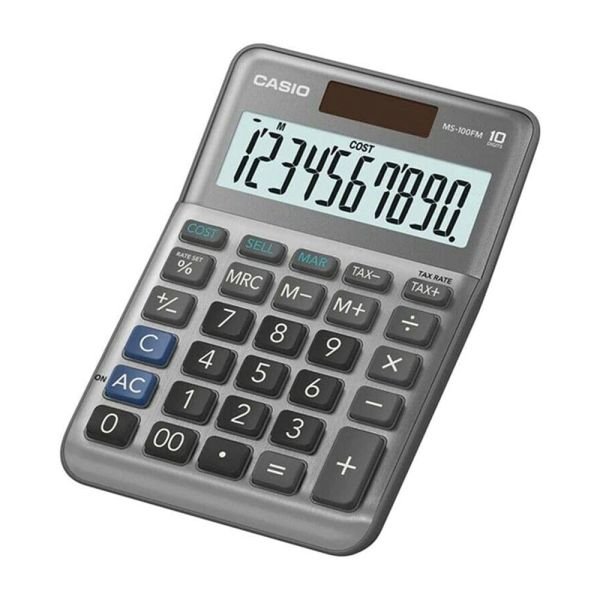 الة حاسبة كاسيو MS-100FMCasio ms-100fm-w-dp digital mini desktop