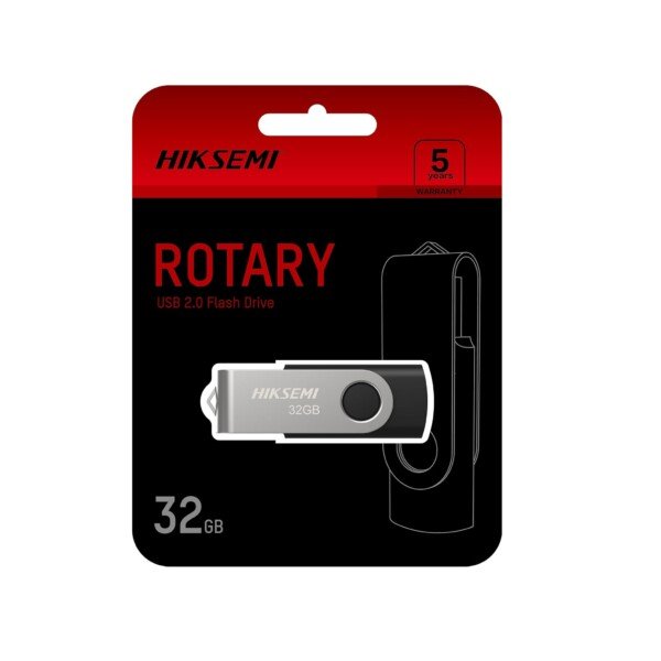 فلاشة 32 جيجا HIKSEMIHIKSEMI 32GB USB 2.0 Rotary Pendrive, Silver/Black | HS-USB-M200S 32G |