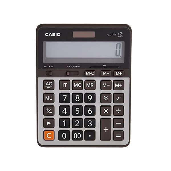 الة حاسبة كاسيو (Casio GX-120B-W-DC(CN) 12-Digit Dual Power Desktop Calculator)