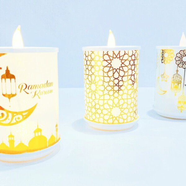 فانوس كوب شمعة مضئ رمضان كريم